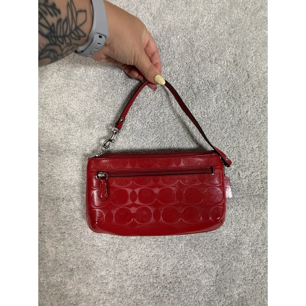 coach red patent leather wriset y2k signature c design